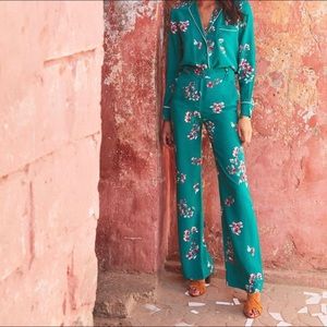 Sezane Theo green floral trousers size 34 / 2